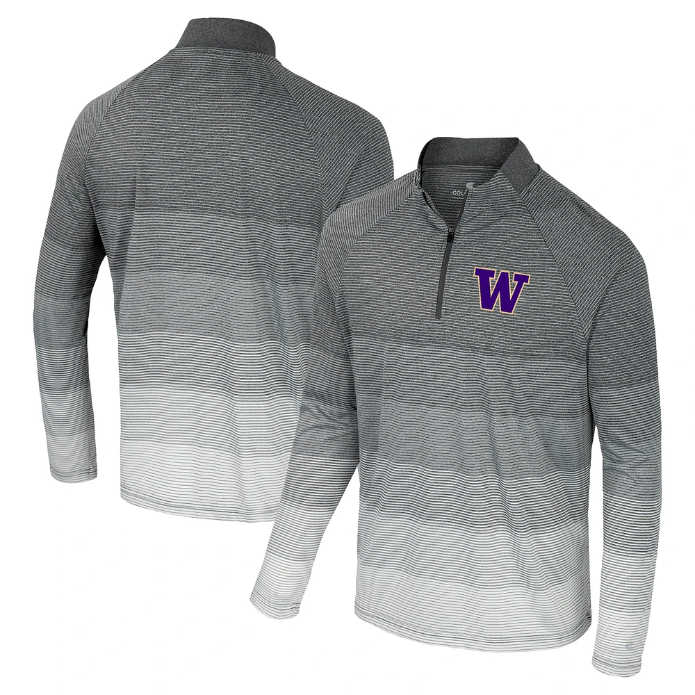 Men's Colosseum Gray Washington Huskies AI Striped Mesh Quarter-Zip Raglan Windshirt