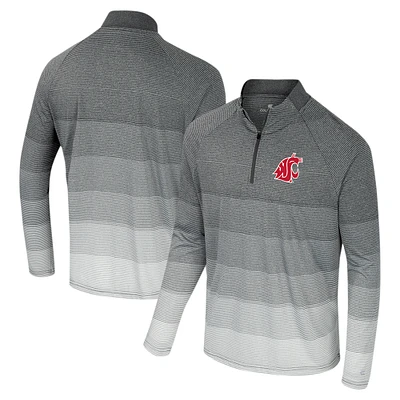 Men's Colosseum Gray Washington State Cougars AI Striped Mesh Quarter-Zip Raglan Windshirt