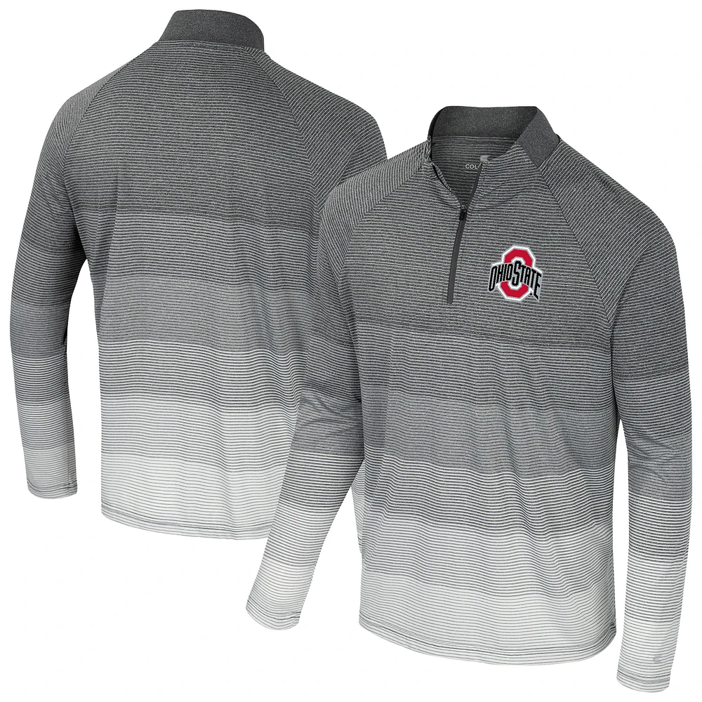 Men's Colosseum Gray Ohio State Buckeyes AI Striped Mesh Quarter-Zip Raglan Windshirt