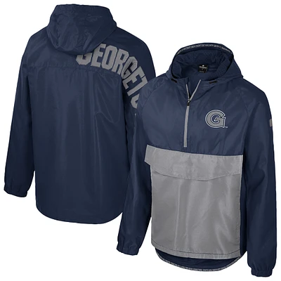 Men's Colosseum Navy Georgetown Hoyas Reloaded Anorak Half-Zip Jacket