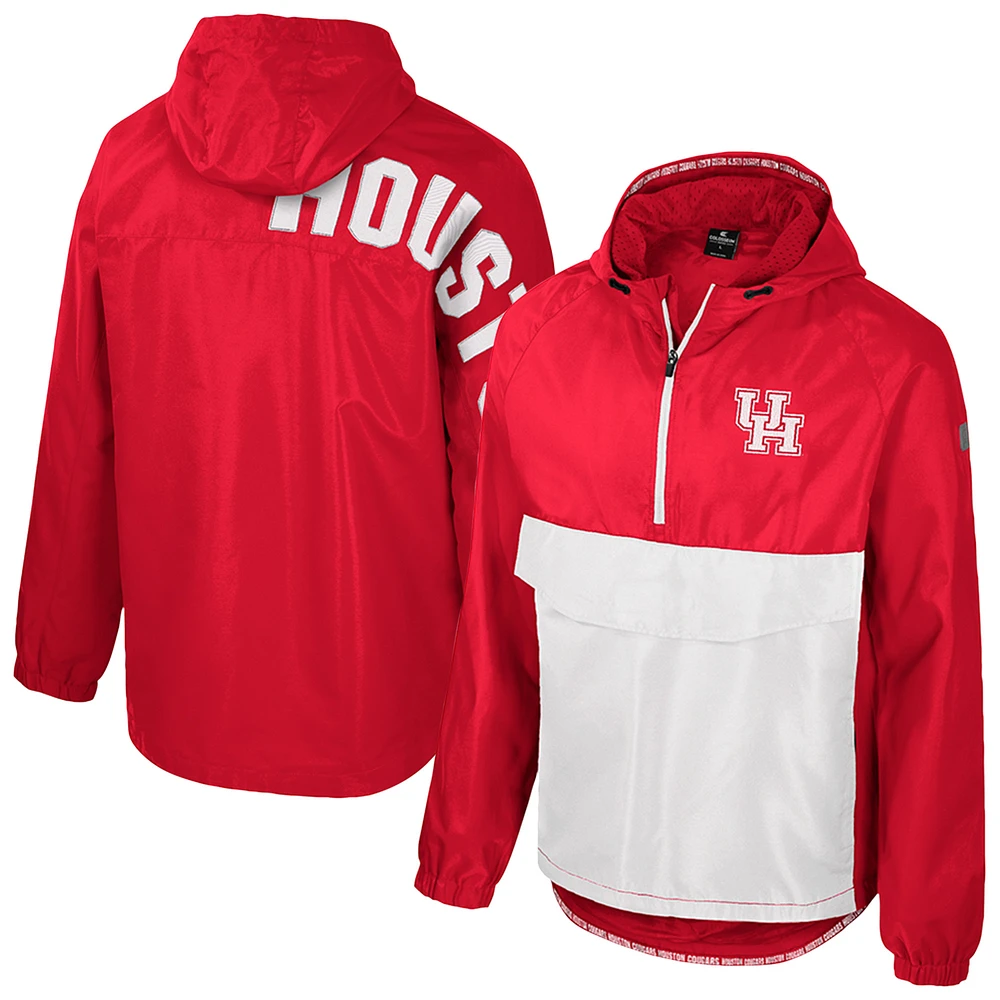 Men's Colosseum Red Houston Cougars Reloaded Anorak Half-Zip Jacket