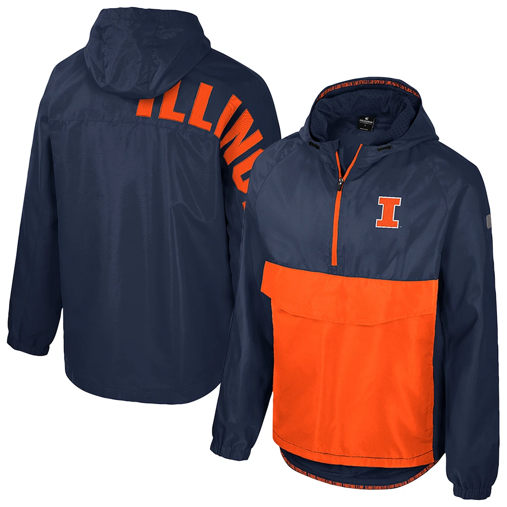Men's Colosseum Navy Illinois Fighting Illini Reloaded Anorak Half-Zip Jacket