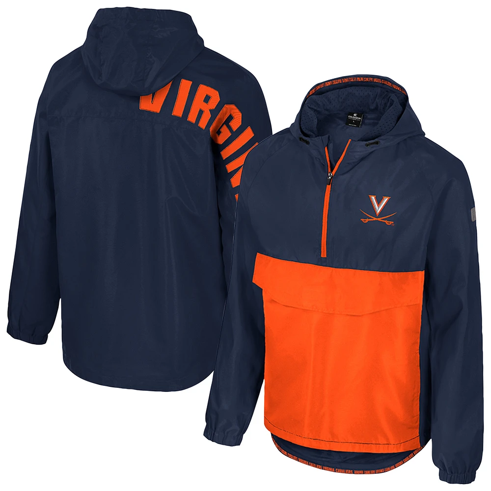 Men's Colosseum Navy Virginia Cavaliers Reloaded Anorak Half-Zip Jacket