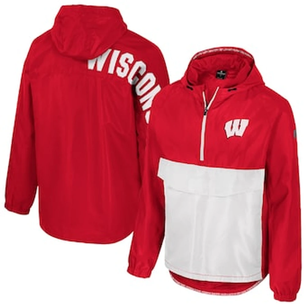 Men's Colosseum Red Wisconsin Badgers Reloaded Anorak Half-Zip Jacket