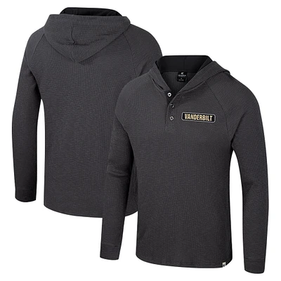 Men's Colosseum Charcoal Vanderbilt Commodores Dujour Ralgan Long Sleeve Henley Hoodie T-Shirt