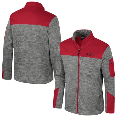 Men's Colosseum Gray/Cardinal Arkansas Razorbacks Guard Full-Zip Jacket