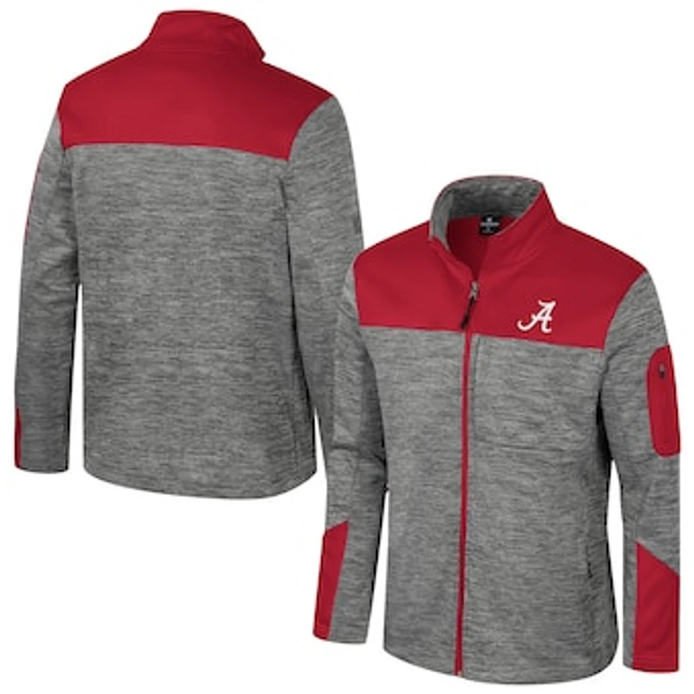 Men's Colosseum Gray/Crimson Alabama Crimson Tide Guard Full-Zip Jacket
