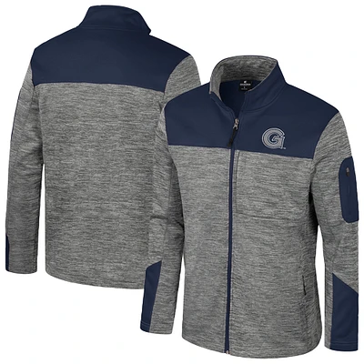 Men's Colosseum Gray/Navy Georgetown Hoyas Guard Full-Zip Jacket