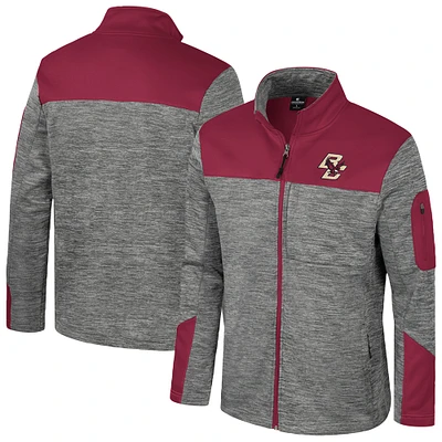 Men's Colosseum Gray/Maroon Boston College Eagles Guard Full-Zip Jacket