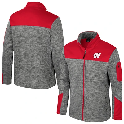 Men's Colosseum Gray/Red Wisconsin Badgers Guard Full-Zip Jacket