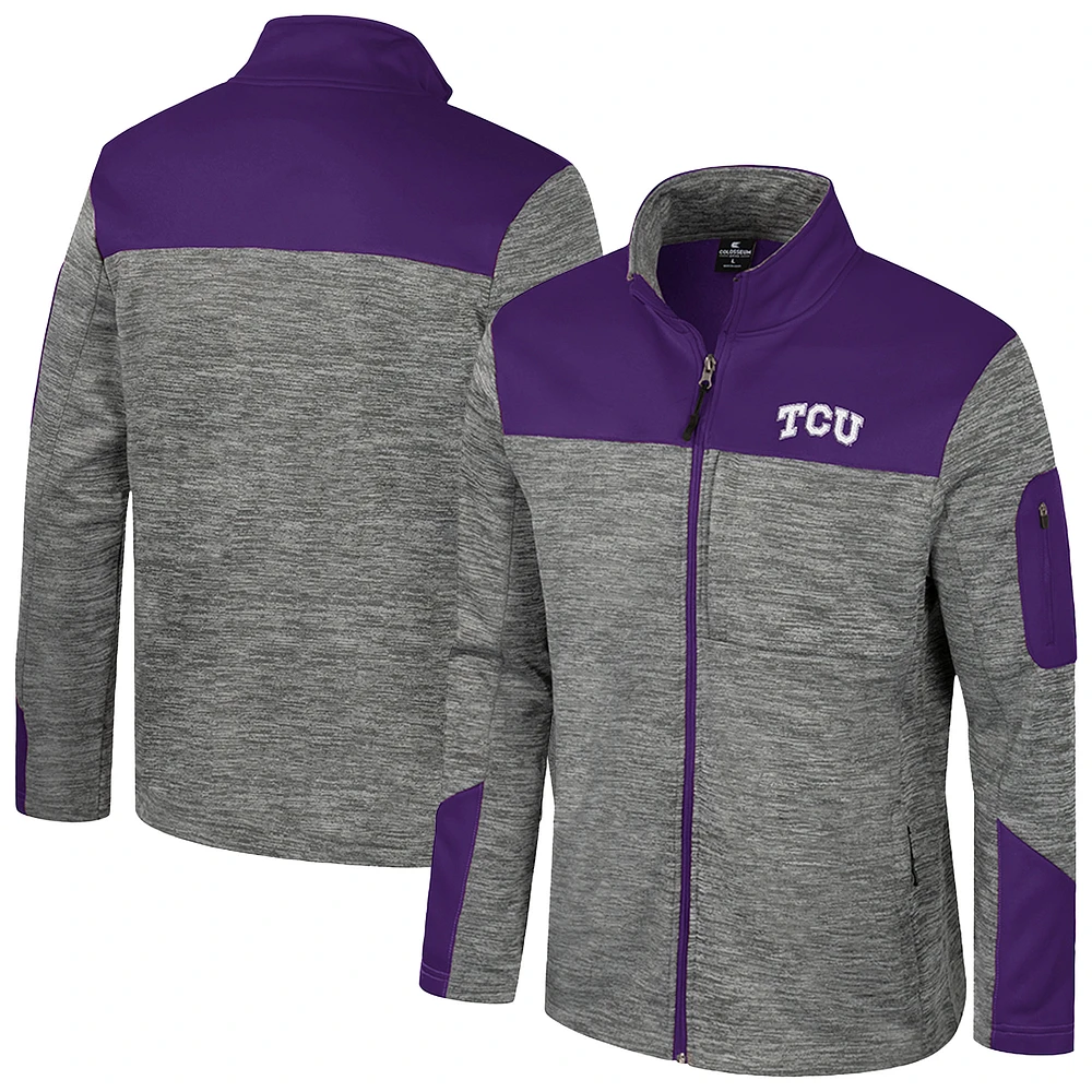 Men's Colosseum Gray/Purple TCU Horned Frogs Guard Full-Zip Jacket
