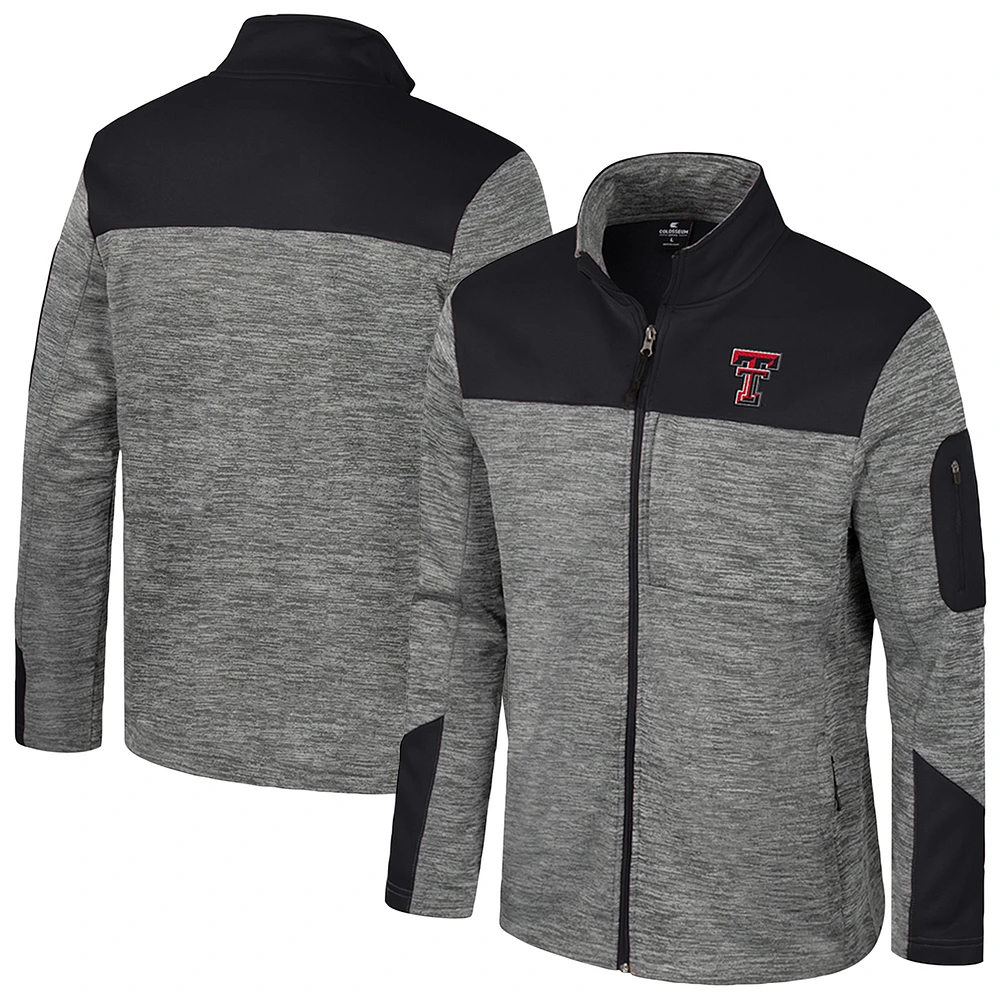 Men's Colosseum Gray/Black Texas Tech Red Raiders Guard Full-Zip Jacket