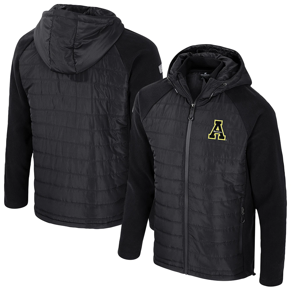 Men's Colosseum Black Appalachian State Mountaineers Block The Sun Full-Zip Hooded Jacket