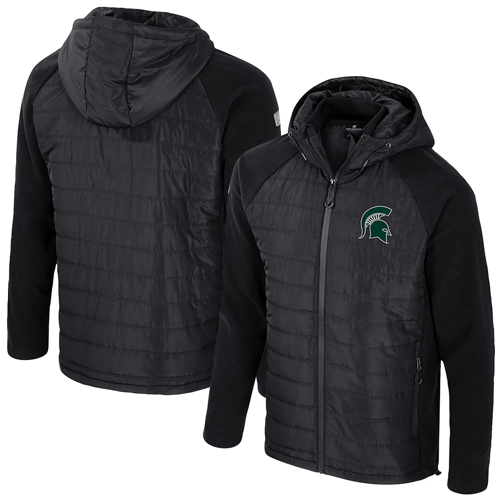 Men's Colosseum Black Michigan State Spartans Block The Sun Full-Zip Hooded Jacket