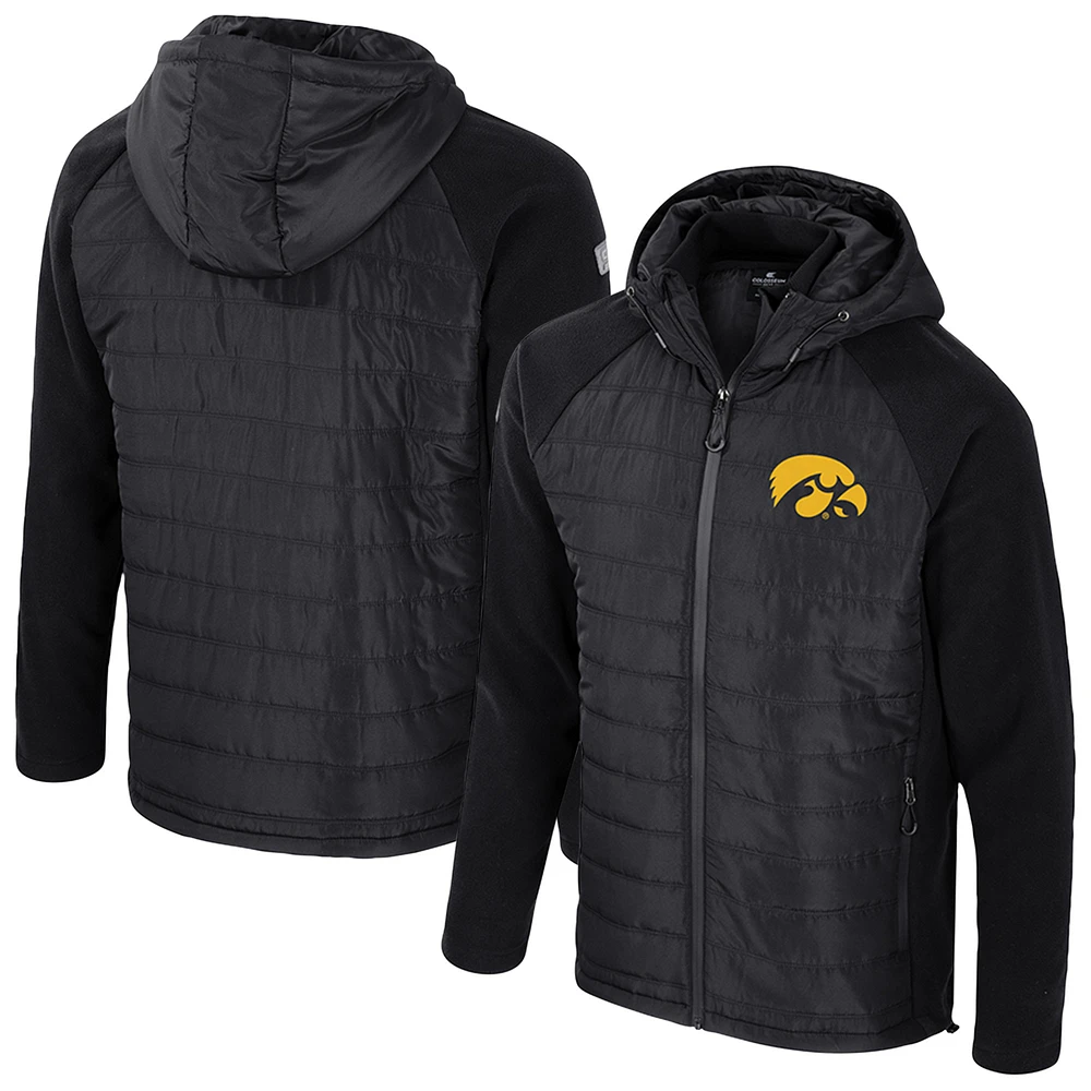 Men's Colosseum Black Iowa Hawkeyes Block The Sun Full-Zip Hooded Jacket