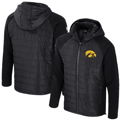 Men's Colosseum Black Iowa Hawkeyes Block The Sun Full-Zip Hooded Jacket