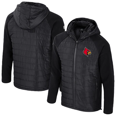 Men's Colosseum Black Louisville Cardinals Block The Sun Full-Zip Hooded Jacket