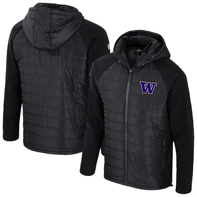 Men's Colosseum Black Washington Huskies Block The Sun Full-Zip Hooded Jacket