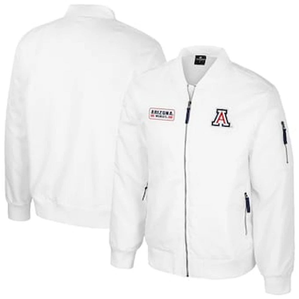 Men's Colosseum Arizona Wildcats White Rabbit Full-Zip Bomber Jacket
