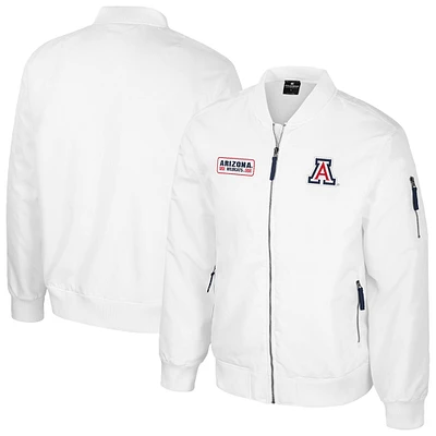 Men's Colosseum Arizona Wildcats White Rabbit Full-Zip Bomber Jacket