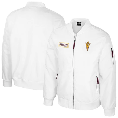 Men's Colosseum Arizona State Sun Devils White Rabbit Full-Zip Bomber Jacket