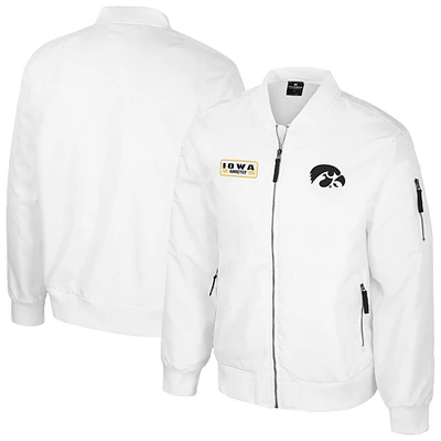 Men's Colosseum Iowa Hawkeyes White Rabbit Full-Zip Bomber Jacket