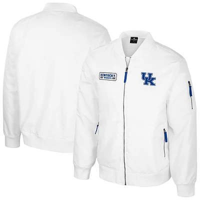 Men's Colosseum Kentucky Wildcats White Rabbit Full-Zip Bomber Jacket
