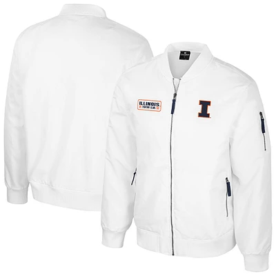 Men's Colosseum Illinois Fighting Illini White Rabbit Full-Zip Bomber Jacket