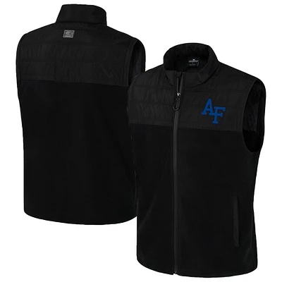 Men's Colosseum Black Air Force Falcons Block The Sun Full-Zip Vest