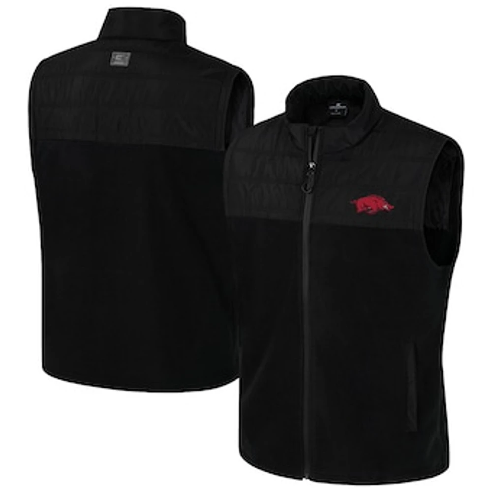 Men's Colosseum Black Arkansas Razorbacks Block The Sun Full-Zip Vest