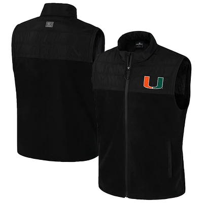 Men's Colosseum Black Miami Hurricanes Block The Sun Full-Zip Vest