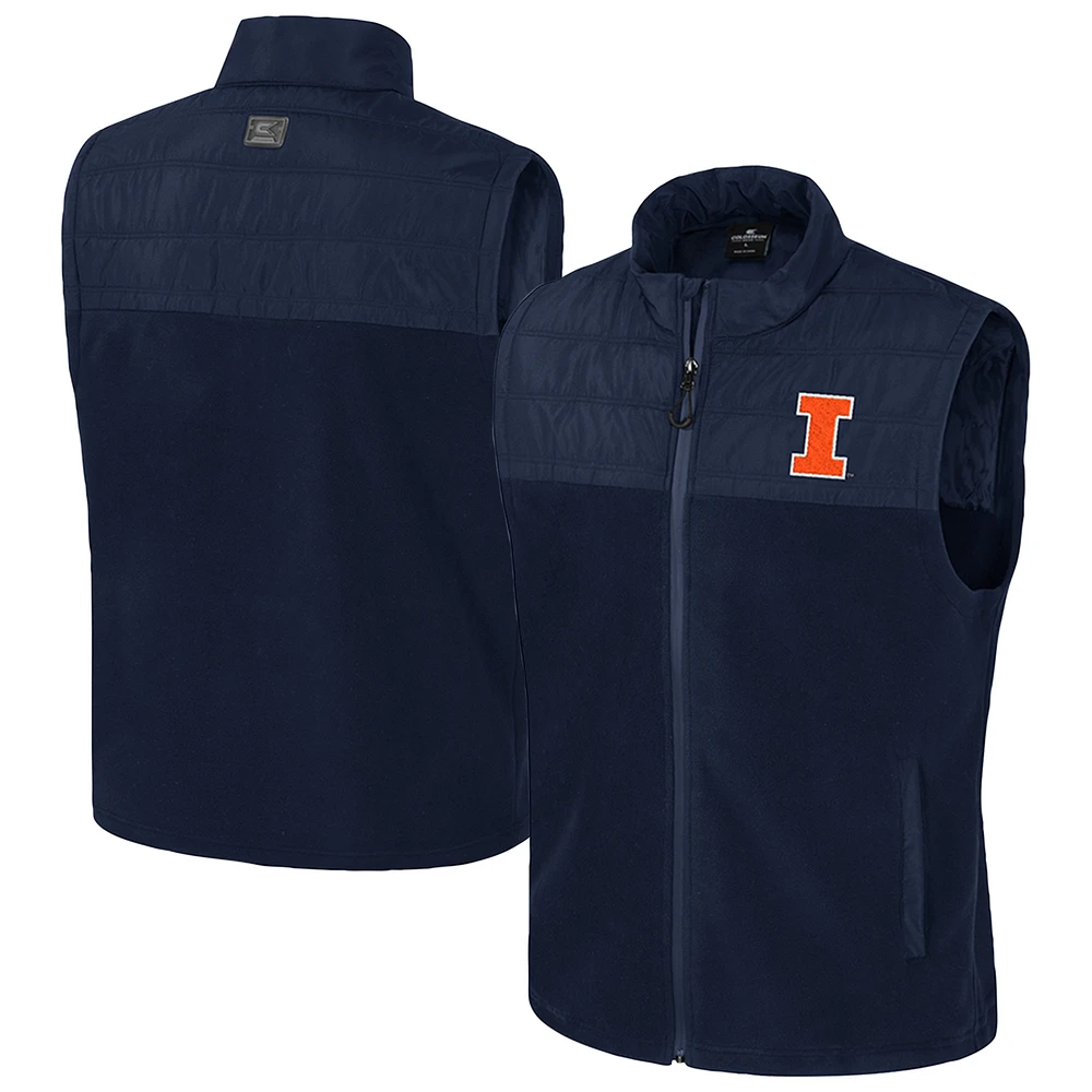 Men's Colosseum Navy Illinois Fighting Illini Block The Sun Full-Zip Vest