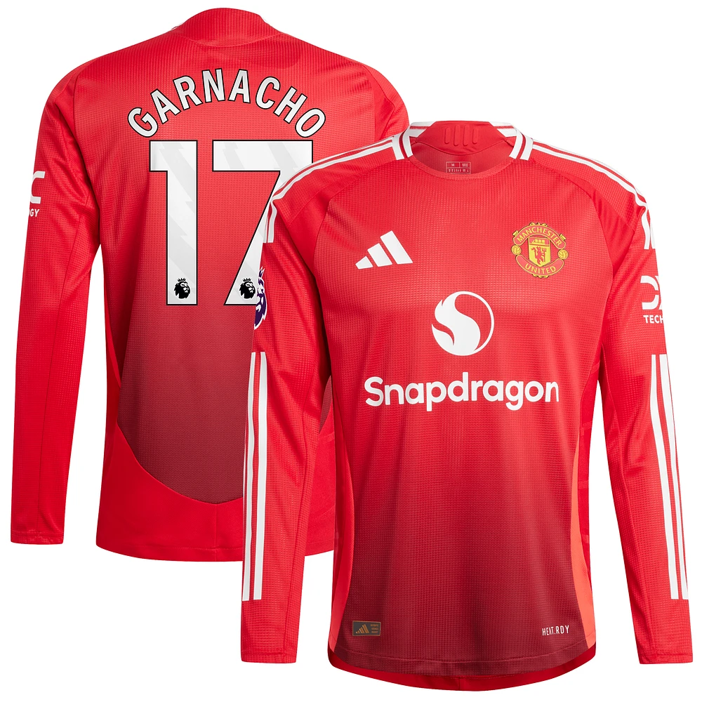 Men's adidas Alejandro Garnacho Red Manchester United 2024/25 Home Authentic Long Sleeve Player Jersey