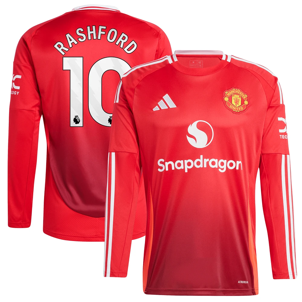 Men's adidas Marcus Rashford Red Manchester United 2024/25 Home Long Sleeve Replica Player Jersey