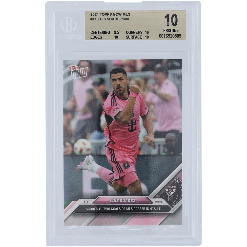 Luis Suarez Inter Miami CF Unsigned 2024 Topps Now MLS 1st 2 Goals #11 BGS Authenticated 10 Card - 9.5,10,10,10 Subgrades