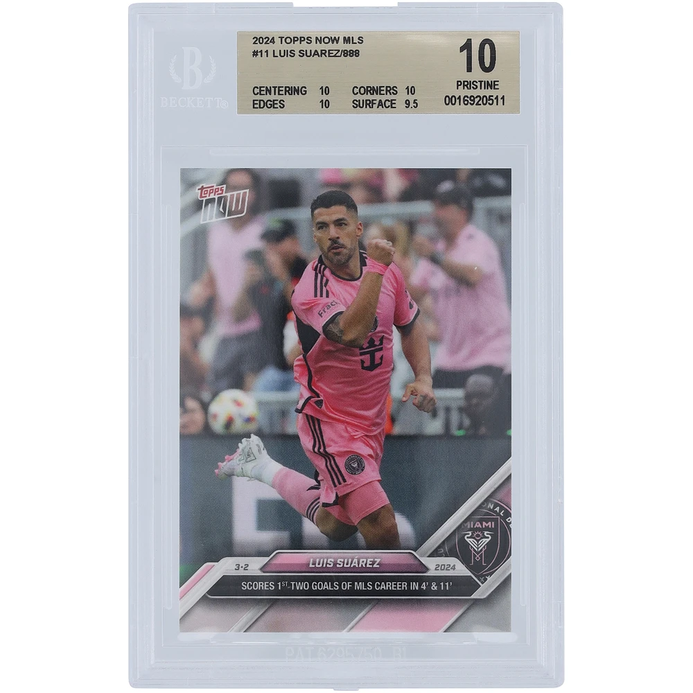 Luis Suarez Inter Miami CF Unsigned 2024 Topps Now MLS 1st 2 Goals #11 BGS Authenticated 10 Card - 10,10,10,9.5 Subgrades