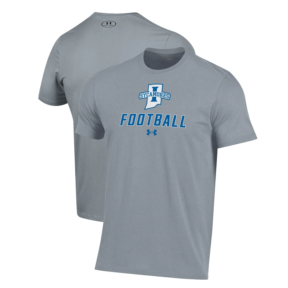 Men's Under Armour Grey Indiana State Sycamores Football Performance T-Shirt