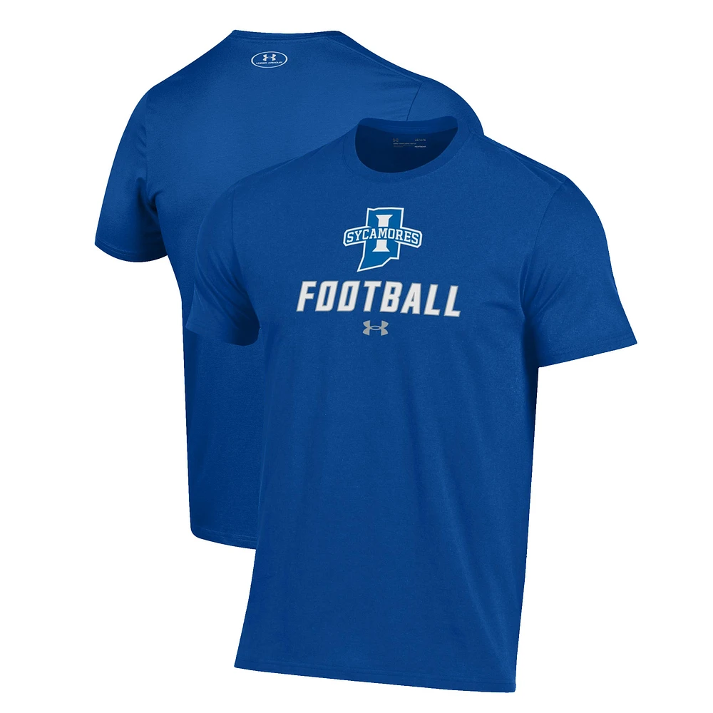 Men's Under Armour Royal Indiana State Sycamores Football Performance T-Shirt