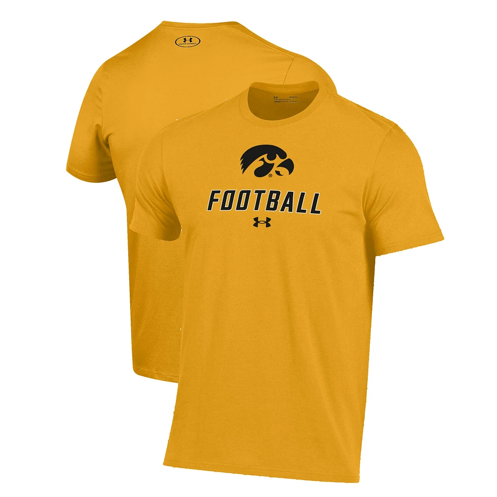 Men's Under Armour Gold Iowa Hawkeyes Football Performance T-Shirt