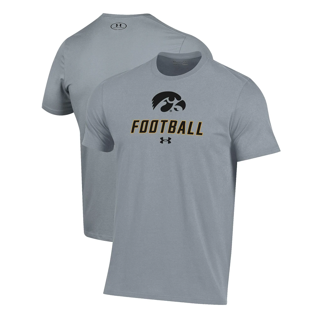 Men's Under Armour Grey Iowa Hawkeyes Football Performance T-Shirt