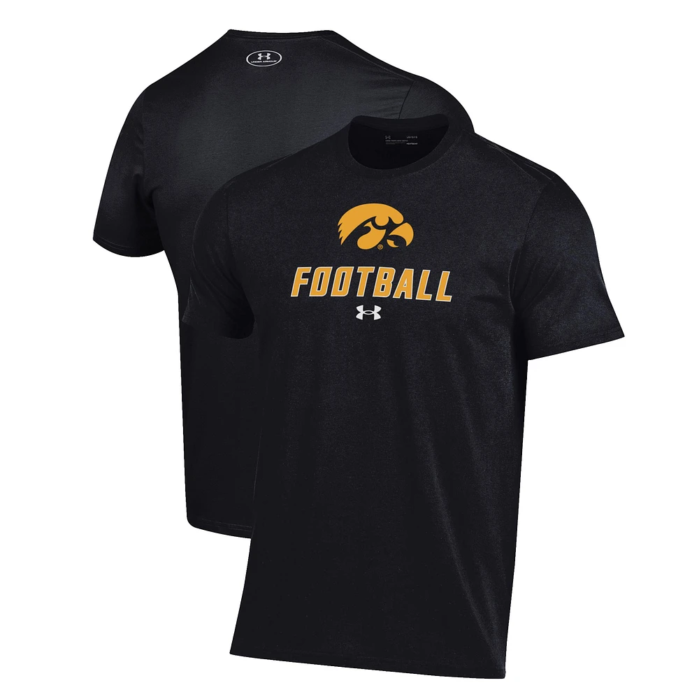 Men's Under Armour Black Iowa Hawkeyes Football Performance T-Shirt