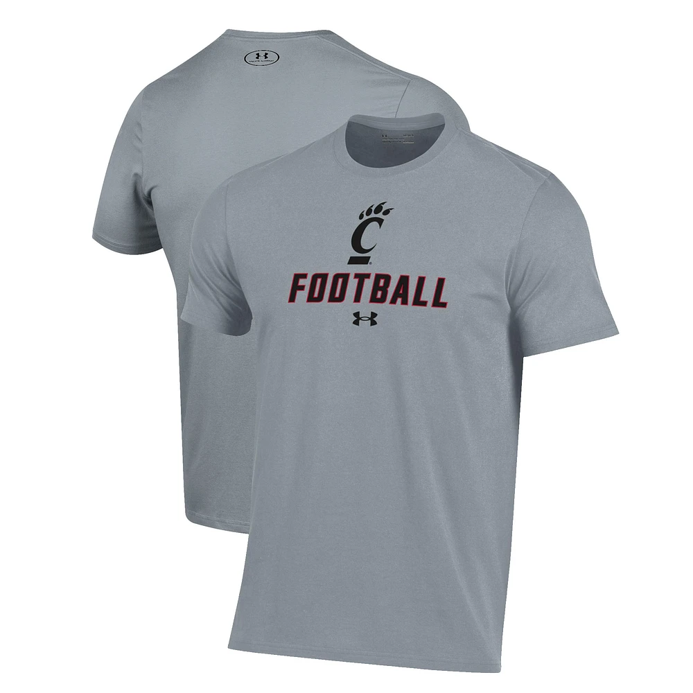 Men's Under Armour Grey Cincinnati Bearcats Football Performance T-Shirt