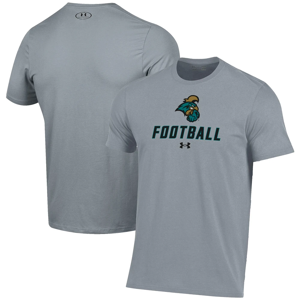 Men's Under Armour Grey Coastal Carolina Chanticleers Football Performance T-Shirt