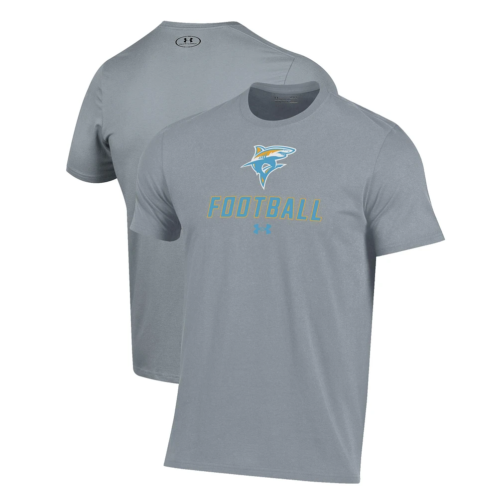 Men's Under Armour Grey LIU Sharks Football Performance T-Shirt