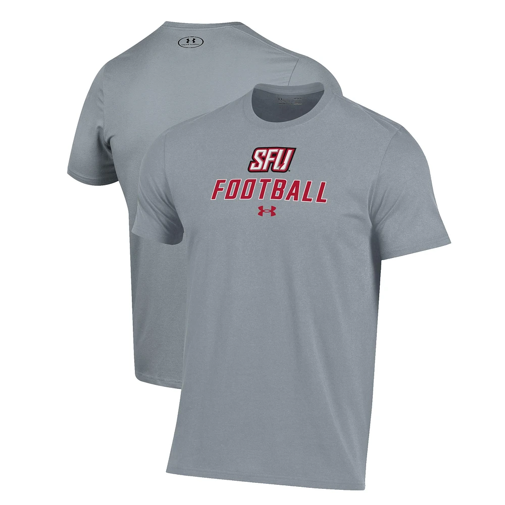 Men's Under Armour Grey Saint Francis Red Flash Football Performance T-Shirt