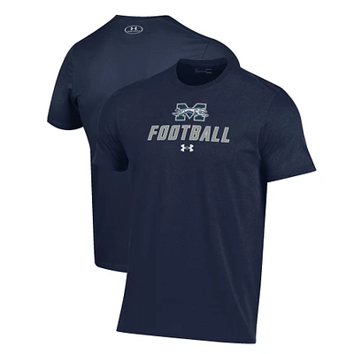 Men's Under Armour Navy Moravian Greyhounds Football Performance T-Shirt