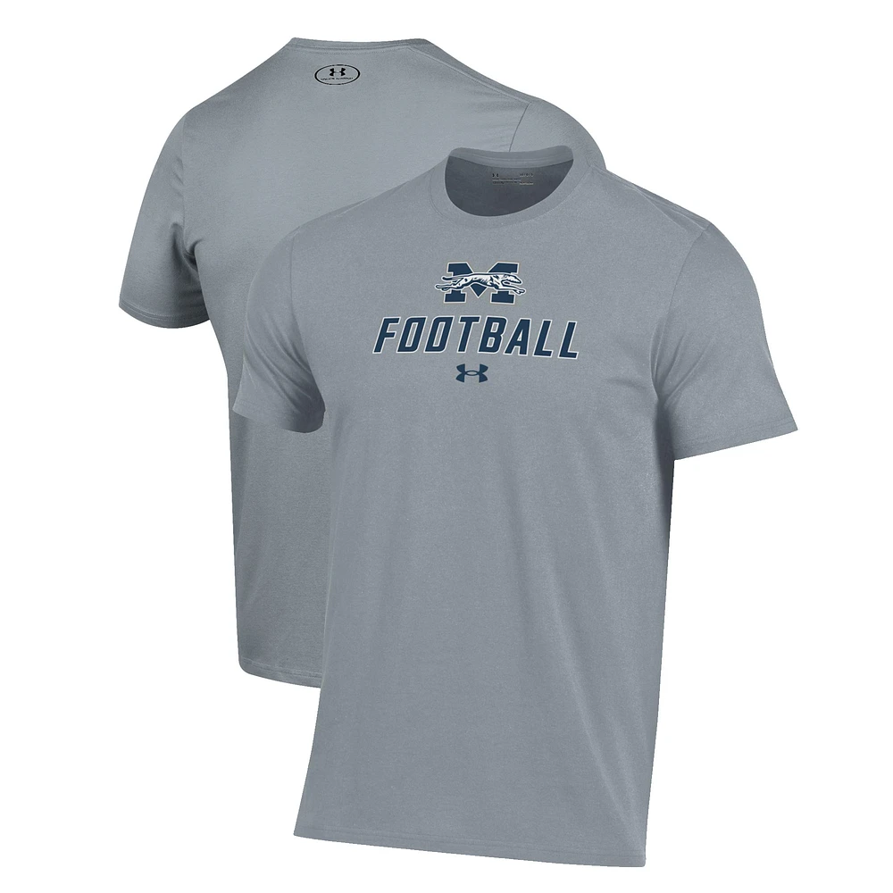 Men's Under Armour Grey Moravian Greyhounds Football Performance T-Shirt