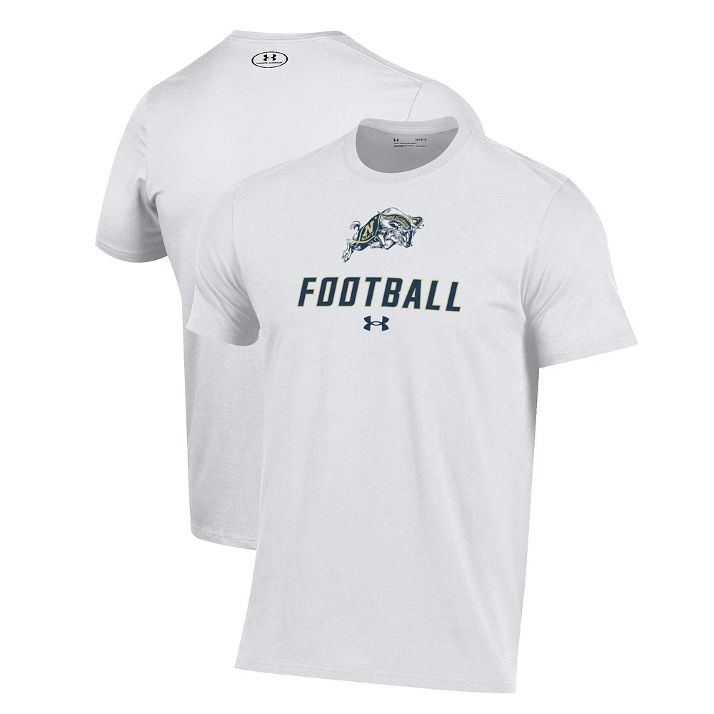Men's Under Armour White Navy Midshipmen Football Performance T-Shirt