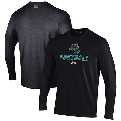 Men's Under Armour Black Coastal Carolina Chanticleers Football Performance Long Sleeve T-Shirt