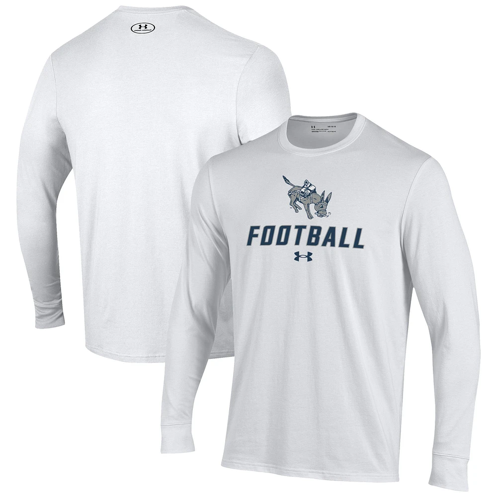 Men's Under Armour White Colorado School of Mines Orediggers Football Performance Long Sleeve T-Shirt